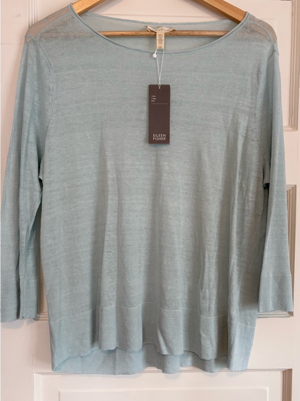 Eileen Fisher Linen Crepe Top NWT. Medium. Italian Yarn. Light Green. Lagenlook - Picture 2 of 14